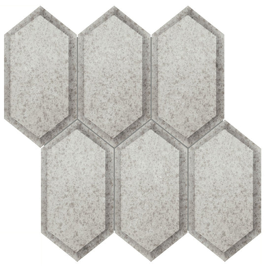 Crossville 12" x 12" Obsidian Gloss Antique Mirror Glass Crystal Hexagon Mosaic