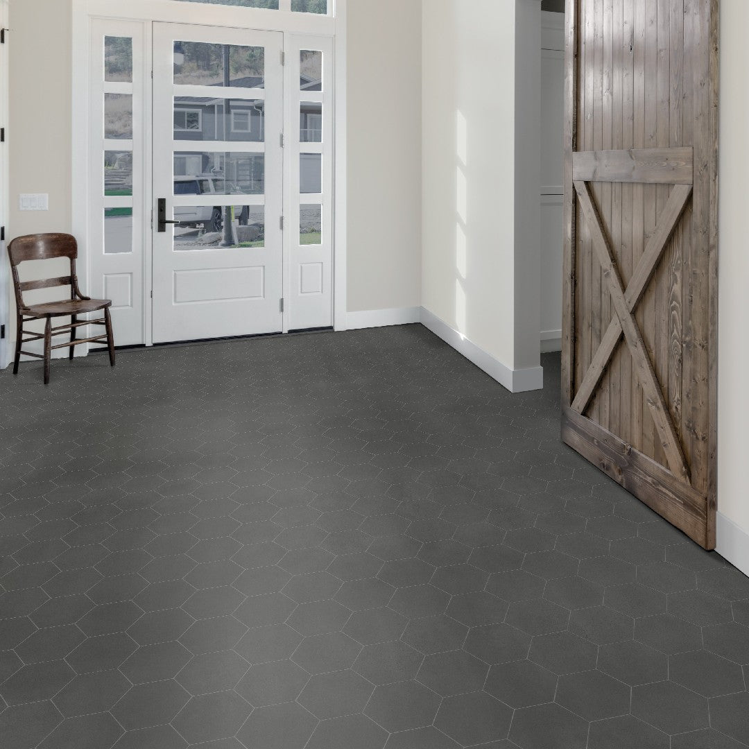 Crossville-7-x-8-Form-Matte-Porcelain-Hexagon-tile-Graphite