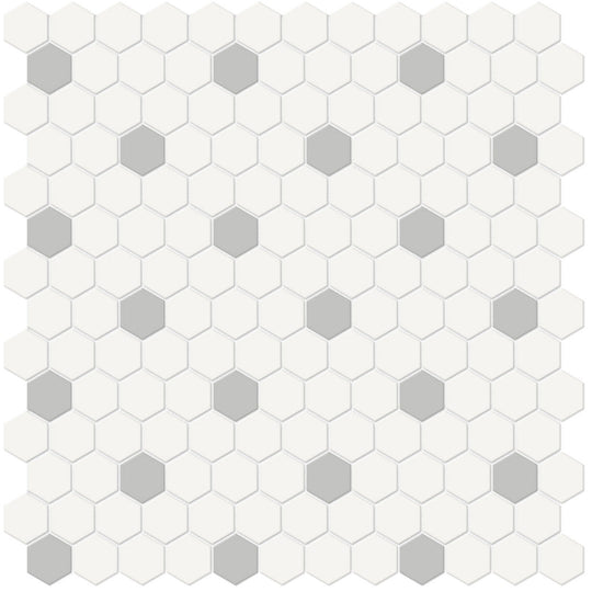 Crossville Studios 12" x 12" Soho Patterned Matte 1" Hexagon Porcelain Mosaic
