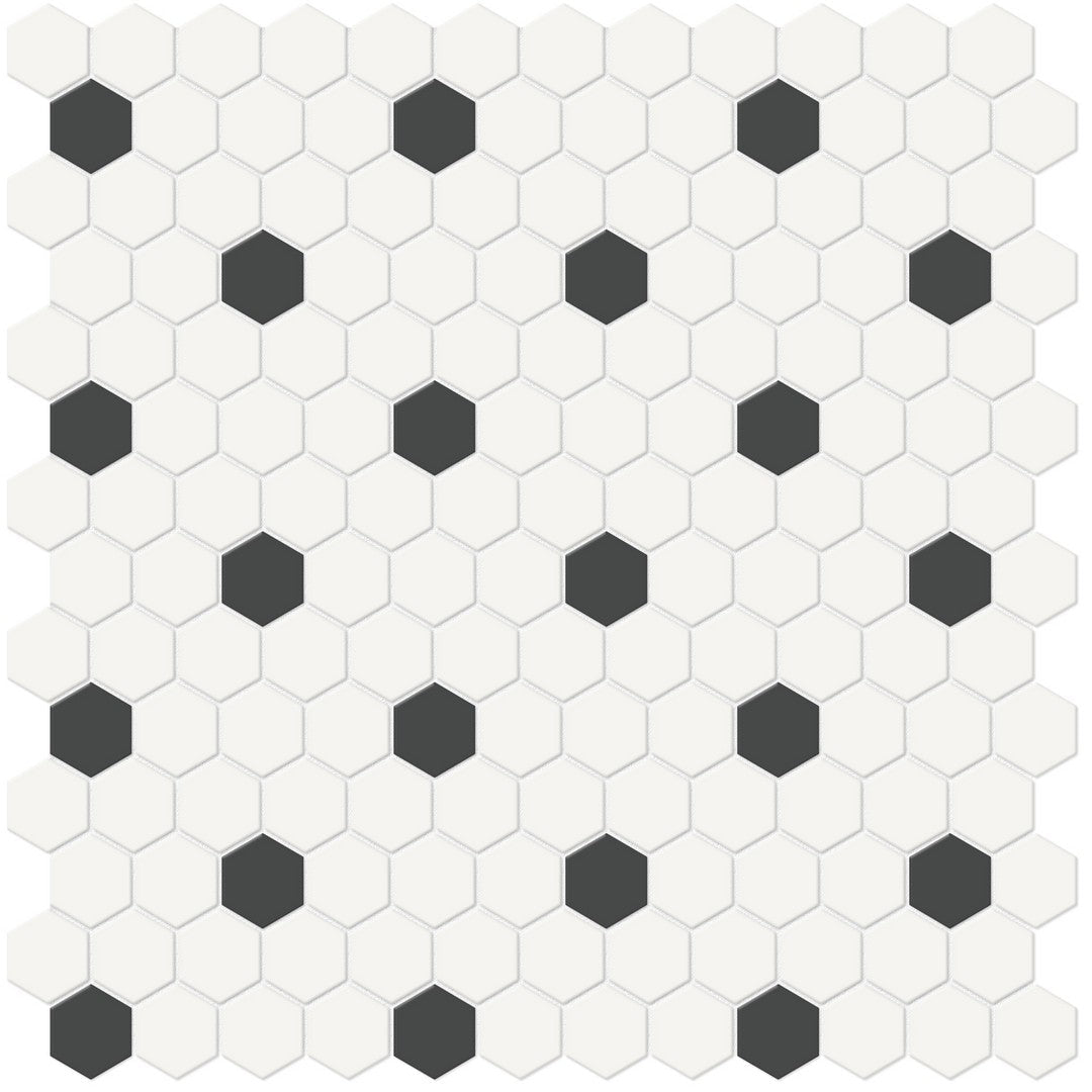 Crossville Studios 12" x 12" Soho Patterned Matte 1" Hexagon Porcelain Mosaic