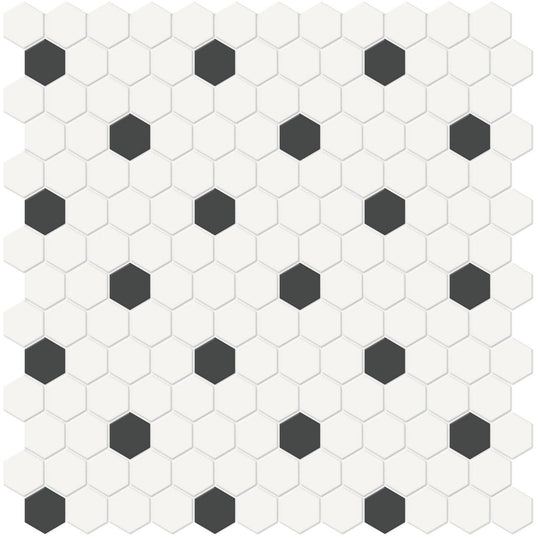 Crossville Studios 12" x 12" Soho Patterned Matte 1" Hexagon Porcelain Mosaic