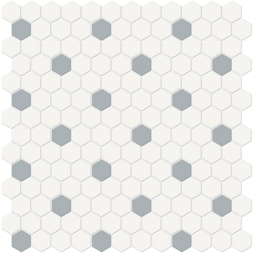 Crossville Studios 12" x 12" Soho Patterned Matte 1" Hexagon Porcelain Mosaic