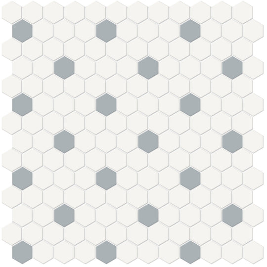 Crossville Studios 12" x 12" Soho Patterned Matte 1" Hexagon Porcelain Mosaic