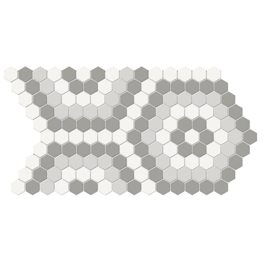 Crossville Studios 8" x 14" Soho Patterned Matte Hexagon Porcelain Mosaic