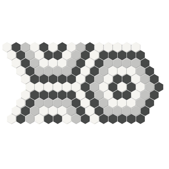Crossville Studios 8" x 14" Soho Patterned Matte Hexagon Porcelain Mosaic