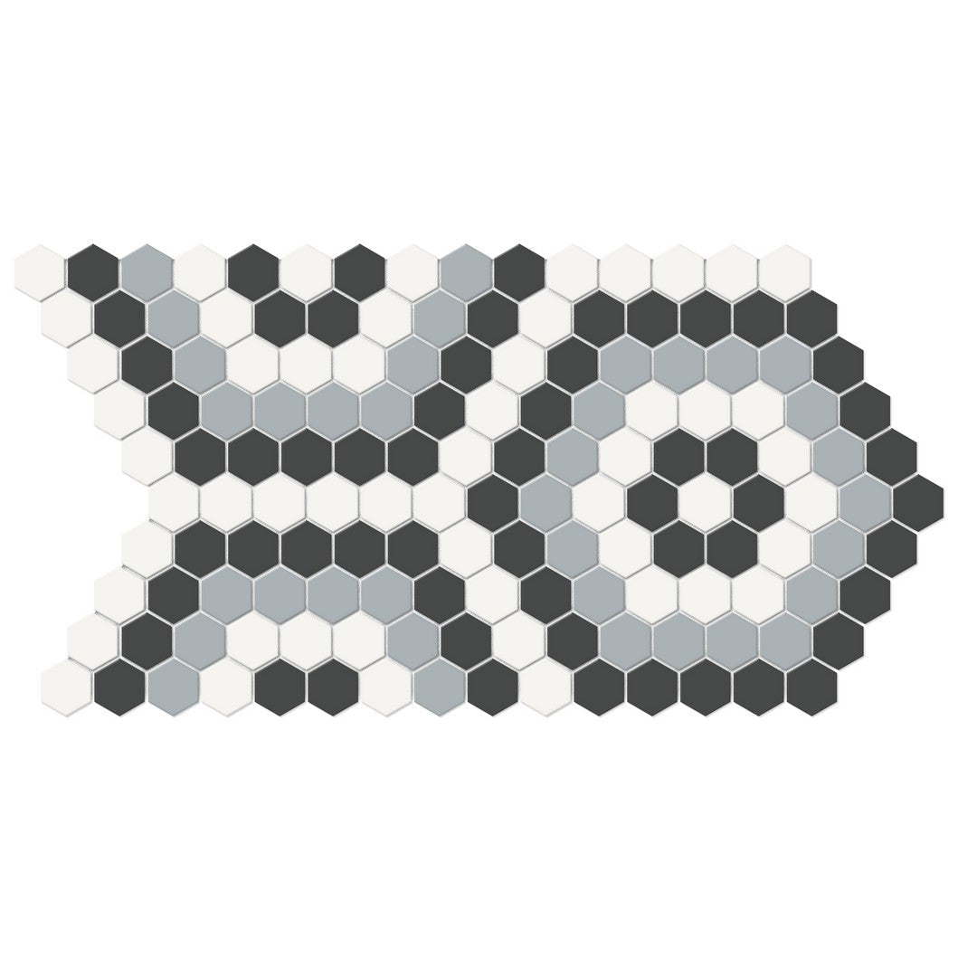 Crossville Studios 8" x 14" Soho Patterned Matte Hexagon Porcelain Mosaic