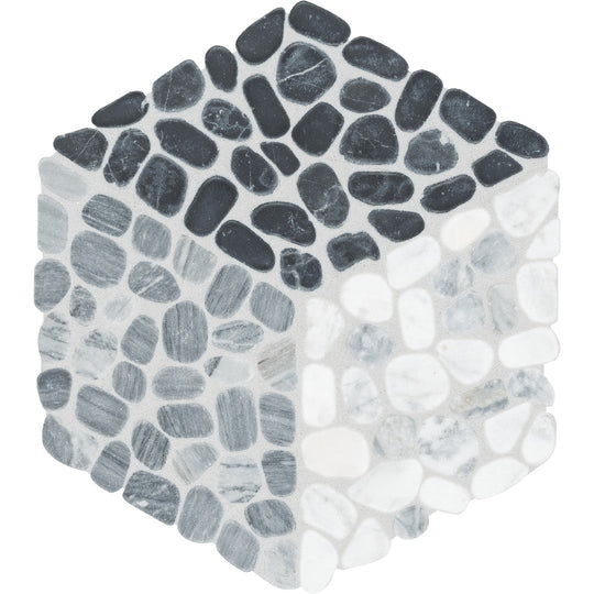 Anatolia 10" x 12" Cabana Pebble Tumbled Natural Stone Node Pebble Cube Mosaic