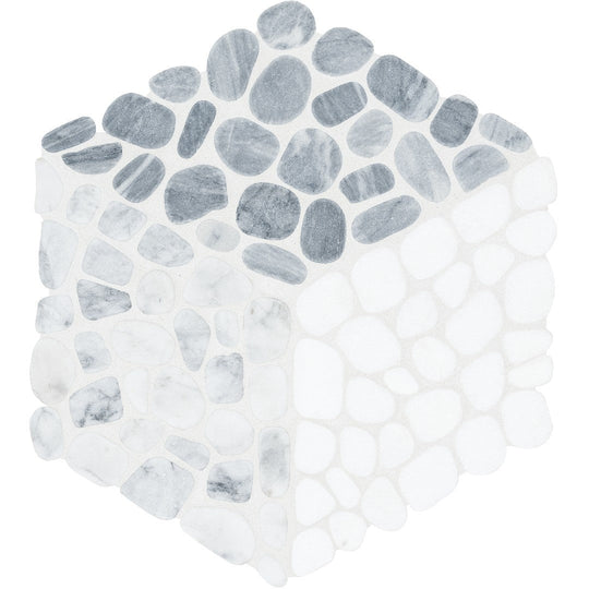 Anatolia 10" x 12" Cabana Pebble Tumbled Natural Stone Node Pebble Cube Mosaic