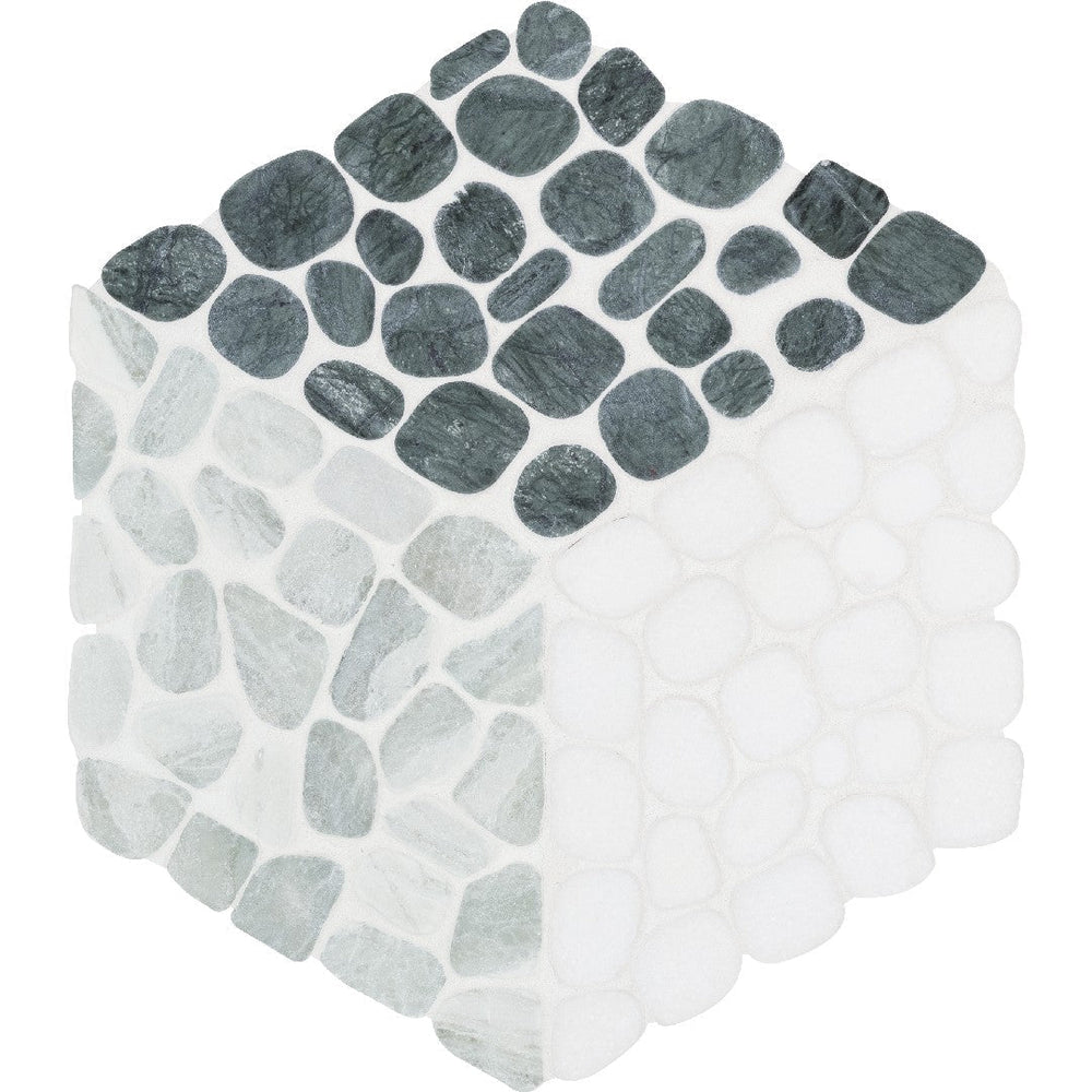 Anatolia 10" x 12" Cabana Pebble Tumbled Natural Stone Node Pebble Cube Mosaic