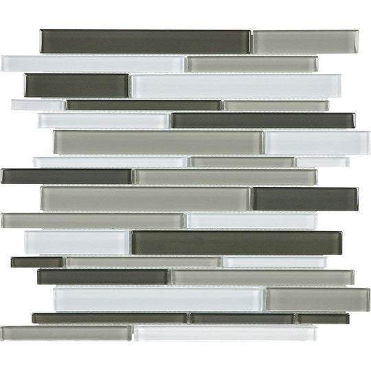 Tesoro 11.75" x 11.75" Element Interlocking Random Linear Glass Mosaic