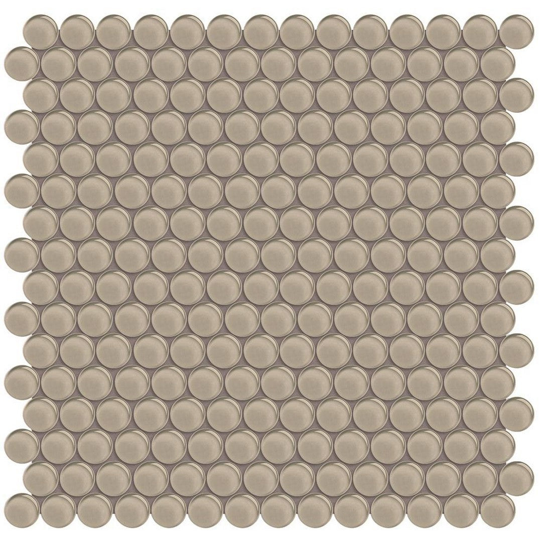 Tesoro 11.50" x 11.75" Element Interlocking Penny Round Glass Mosaic