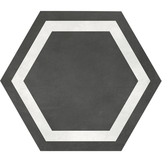 Tesoro 7" x 8" Form Pressed Matte Frame Hexagon Porcelain Tile