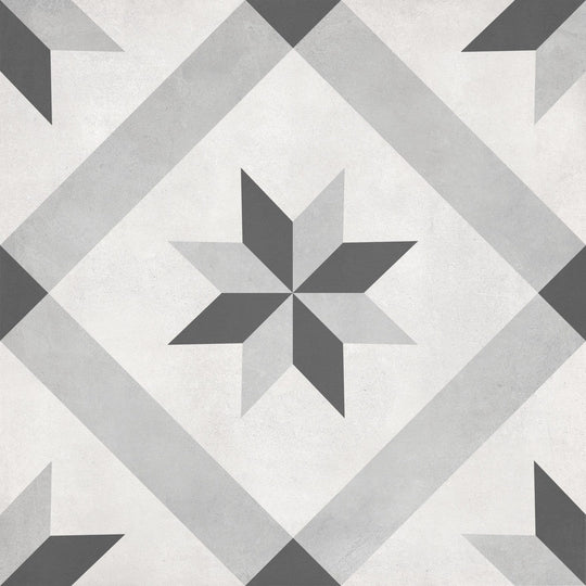 Tesoro 8" x 8" Form Pressed Matte Compass Deco Porcelain Tile
