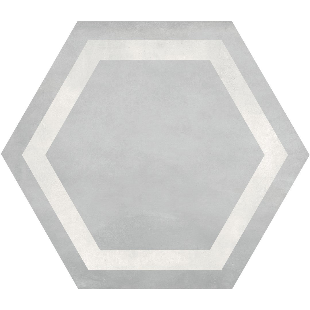 Tesoro 7" x 8" Form Pressed Matte Frame Hexagon Porcelain Tile