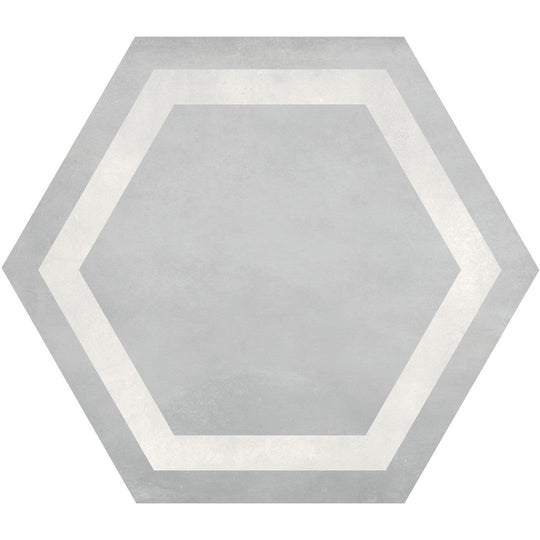 Tesoro 7" x 8" Form Pressed Matte Frame Hexagon Porcelain Tile