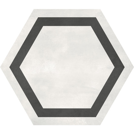 Tesoro 7" x 8" Form Pressed Matte Frame Hexagon Porcelain Tile