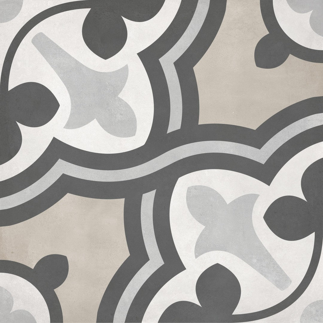 Tesoro 8" x 8" Form Pressed Matte Baroque Deco Porcelain Tile