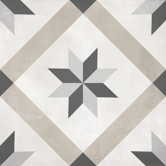 Tesoro 8" x 8" Form Pressed Matte Compass Deco Porcelain Tile