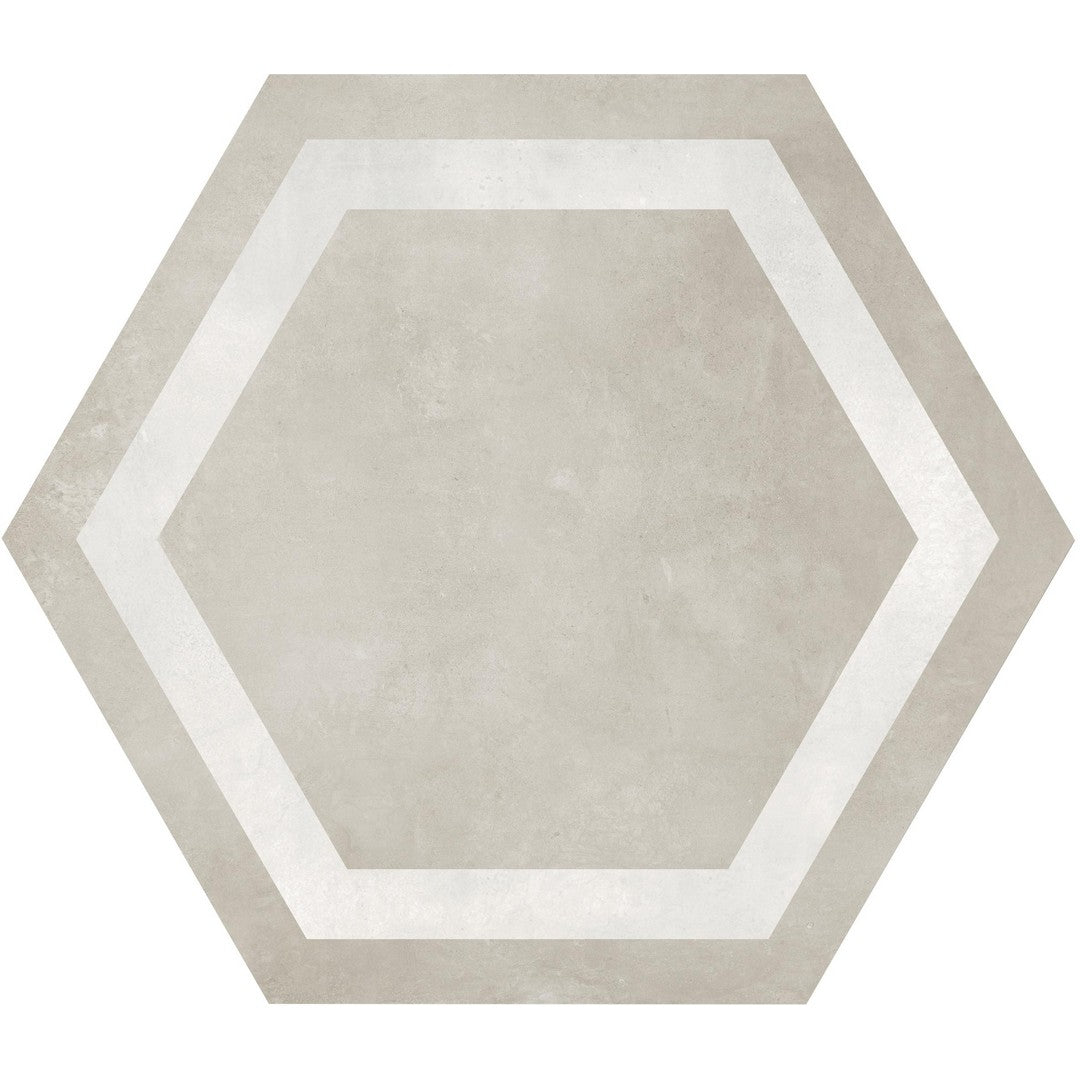 Tesoro 7" x 8" Form Pressed Matte Frame Hexagon Porcelain Tile