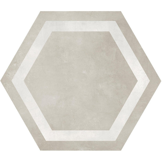 Tesoro 7" x 8" Form Pressed Matte Frame Hexagon Porcelain Tile