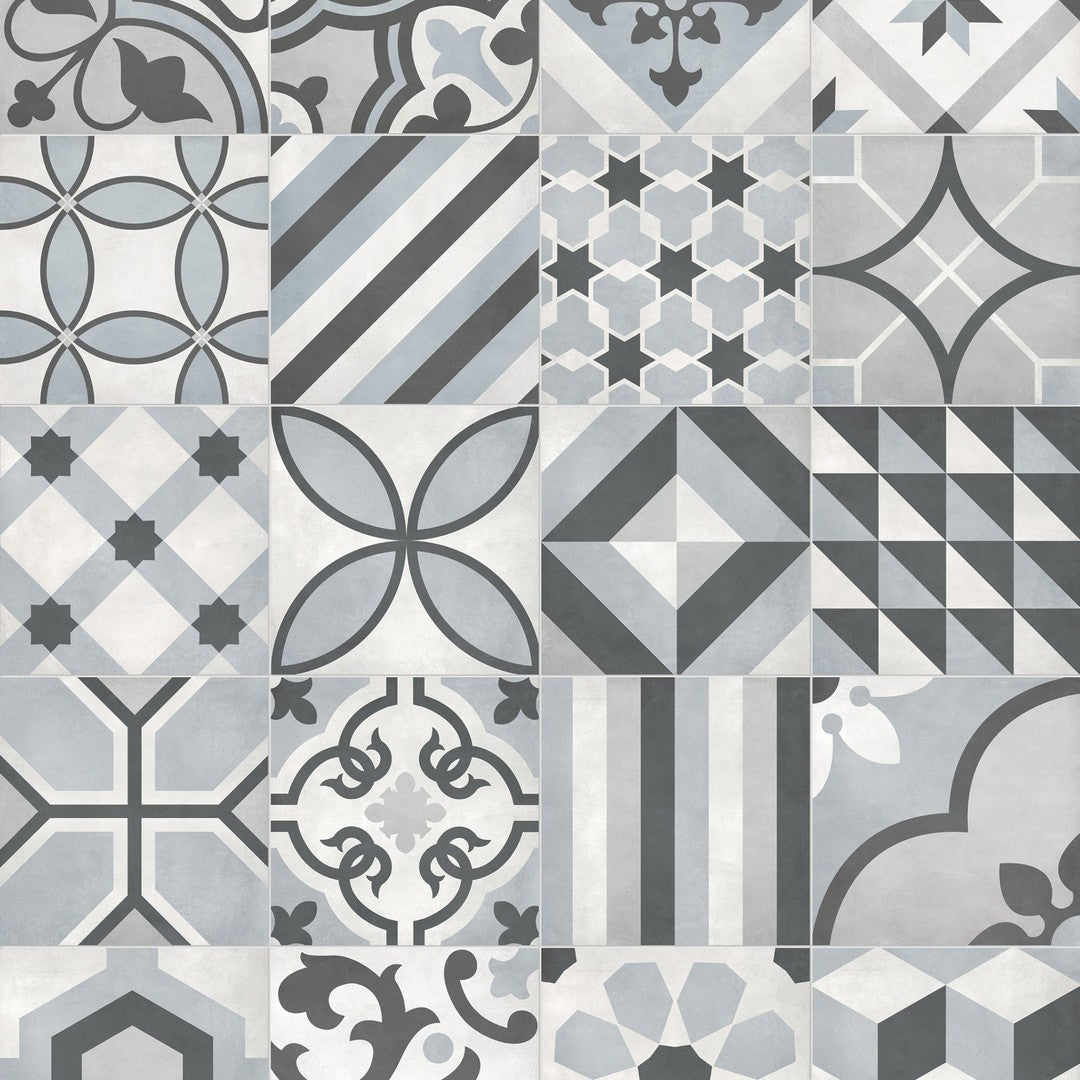 Tesoro 8" x 8" Form Pressed Matte Blend Deco Porcelain Tile