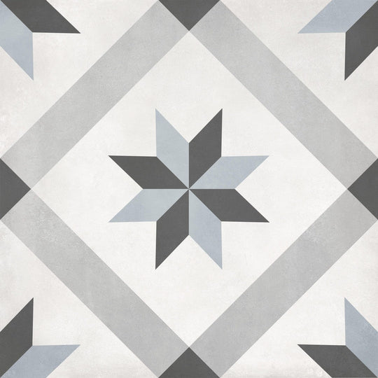 Tesoro 8" x 8" Form Pressed Matte Compass Deco Porcelain Tile