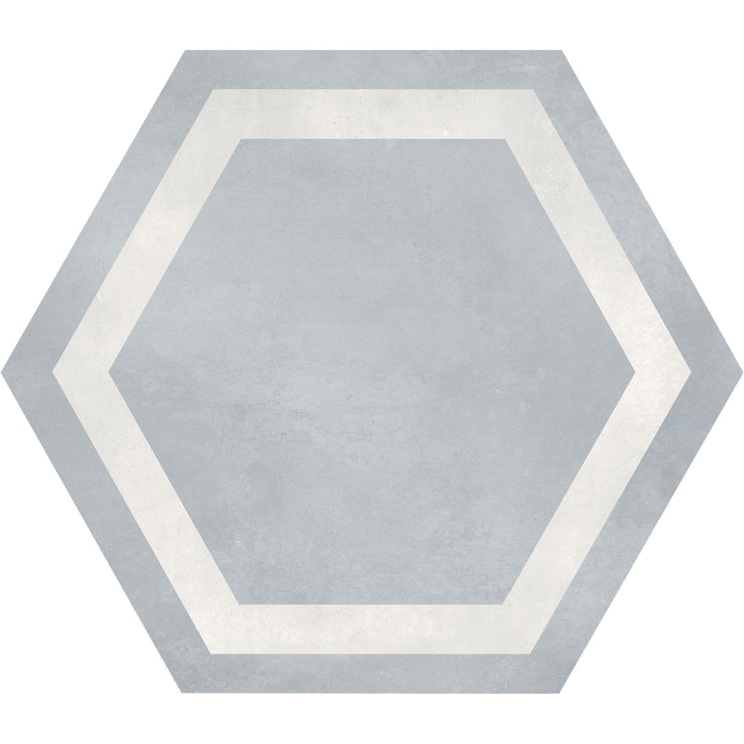 Tesoro 7" x 8" Form Pressed Matte Frame Hexagon Porcelain Tile