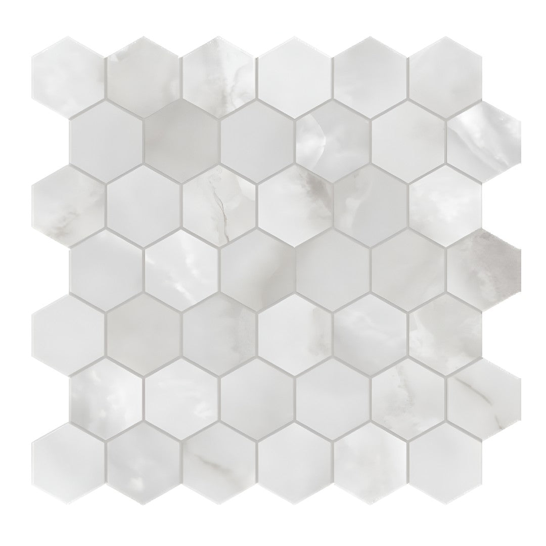 Tesoro 11.75" x 13.25" La Marca Rectified Polished 2" Hexagon Porcelain Mosaic