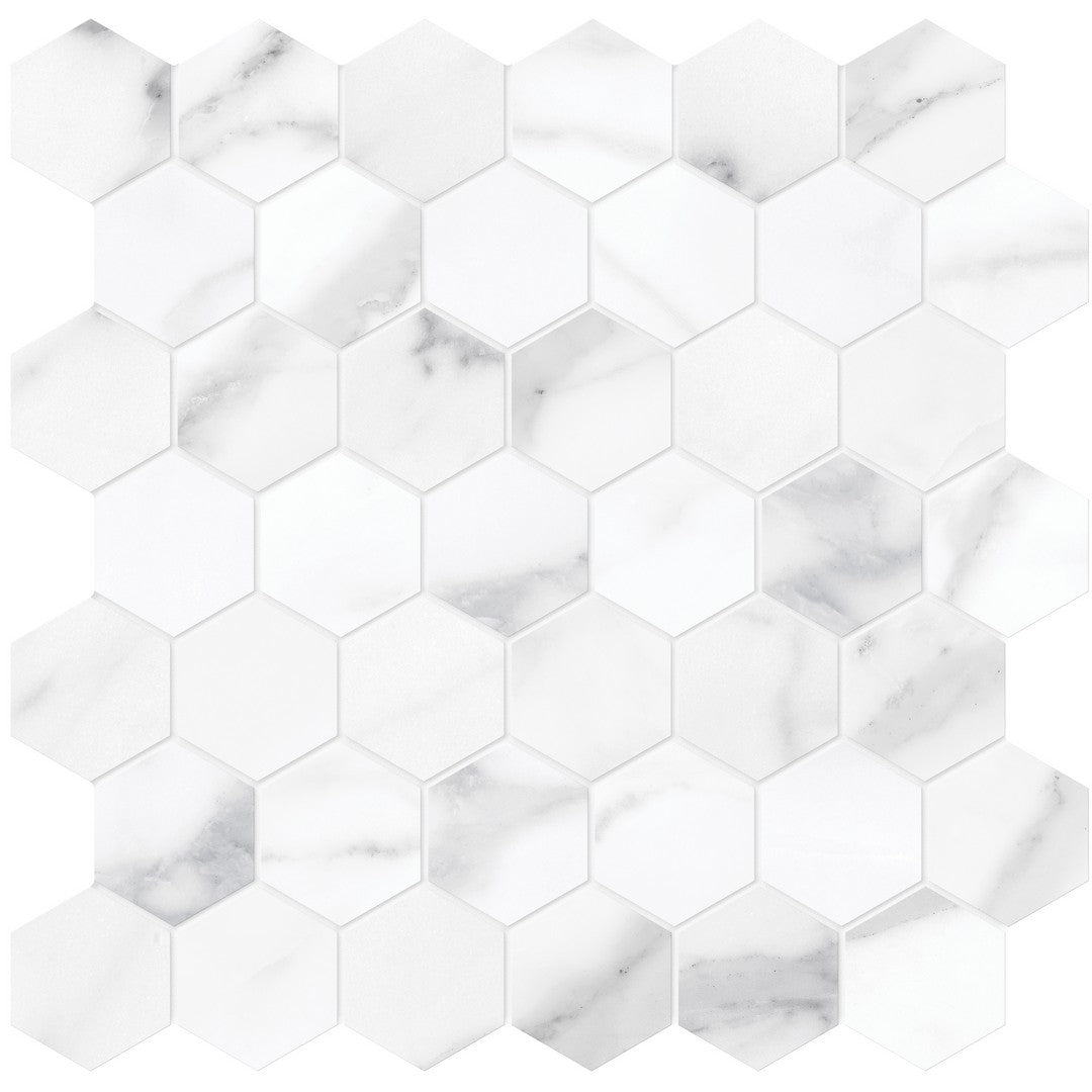 Tesoro 11.75" x 13.25" La Marca Rectified Polished 2" Hexagon Porcelain Mosaic