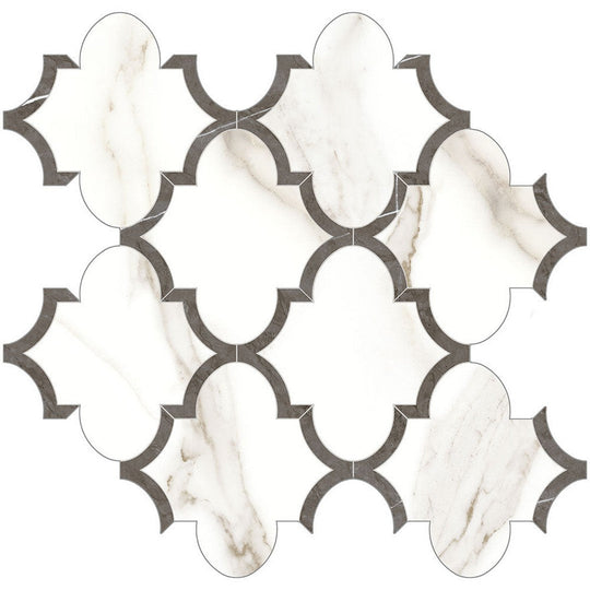 Tesoro 11.75" x 11.75" Mayfair Rectified Polished Arabesque Porcelain Mosaic