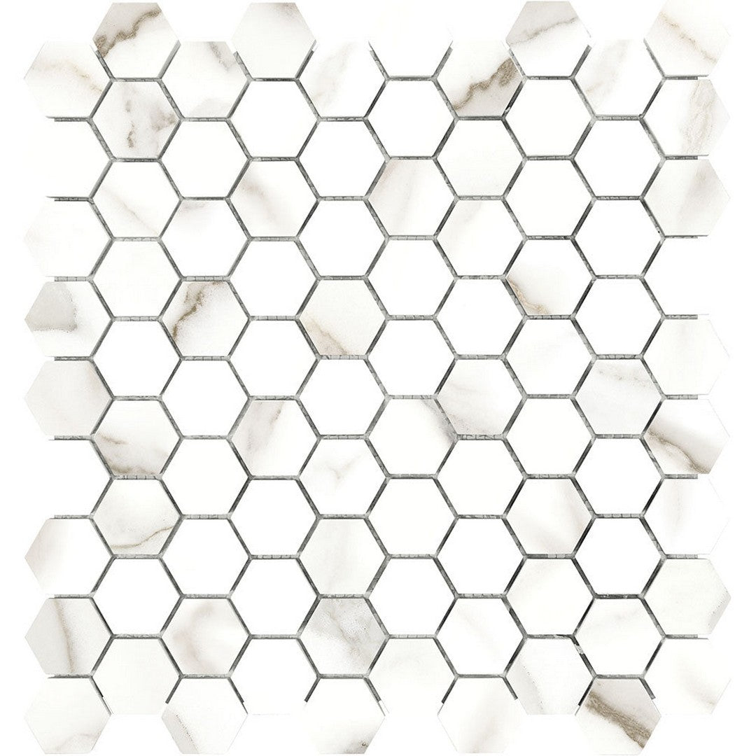 Tesoro 11.5" x 12" Mayfair Rectified Polished 1.25" Hexagon Porcelain Mosaic