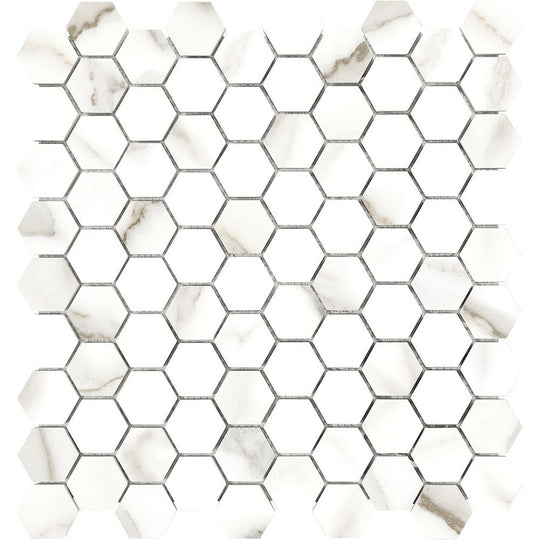 Tesoro 11.5" x 12" Mayfair Rectified Polished 1.25" Hexagon Porcelain Mosaic
