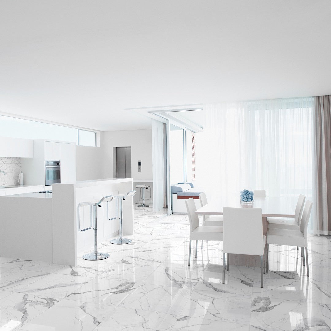 Tesoro-24-x-24-Mayfair-Rectified-Polished-Porcelain-Tile-Statuario-Venato