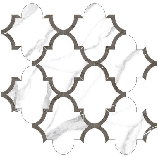 Tesoro 11.75" x 11.75" Mayfair Rectified Polished Arabesque Porcelain Mosaic