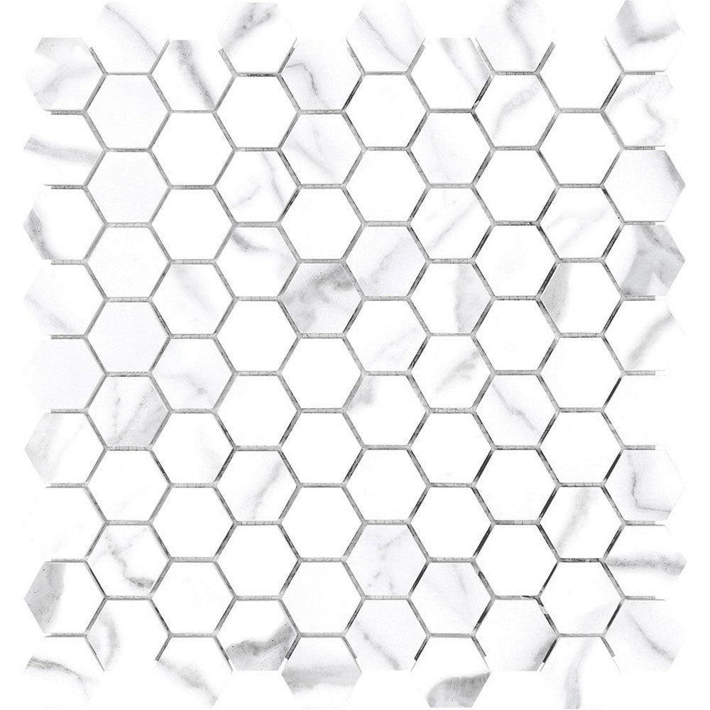 Tesoro 11.5" x 12" Mayfair Rectified Polished 1.25" Hexagon Porcelain Mosaic