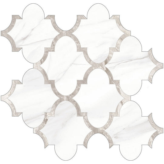 Tesoro 11.75" x 11.75" Mayfair Rectified Polished Arabesque Porcelain Mosaic