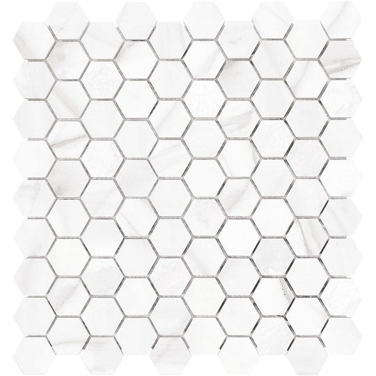 Tesoro 11.5" x 12" Mayfair Rectified Polished 1.25" Hexagon Porcelain Mosaic