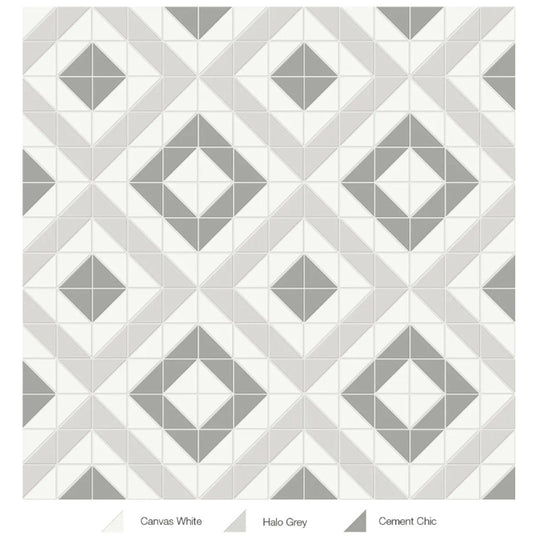 Tesoro 10" x 10" Soho Pressed Matte Porcelain Cubic Blend Mosaic