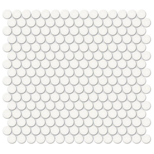 Tesoro 12.25" x 11.5" Soho Pressed Glossy Porcelain Penny Round Mosaic