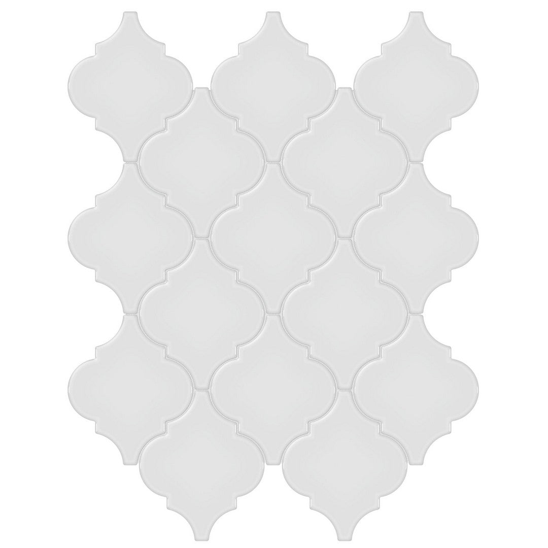 Tesoro 13.25" x 12" Soho Beveled Glossy Porcelain Arabesque Mosaic