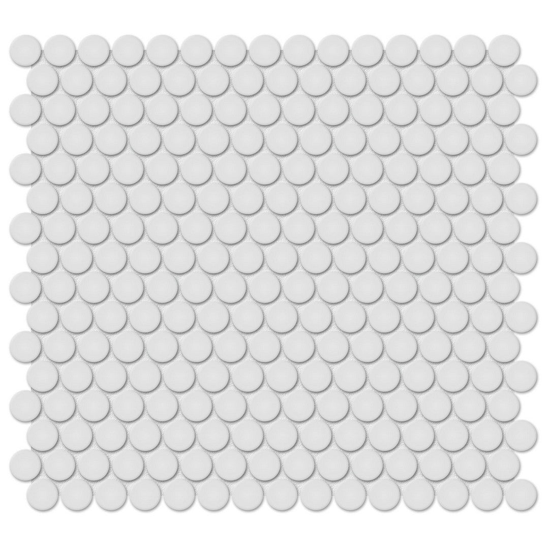 Tesoro 12.25" x 11.5" Soho Pressed Glossy Porcelain Penny Round Mosaic