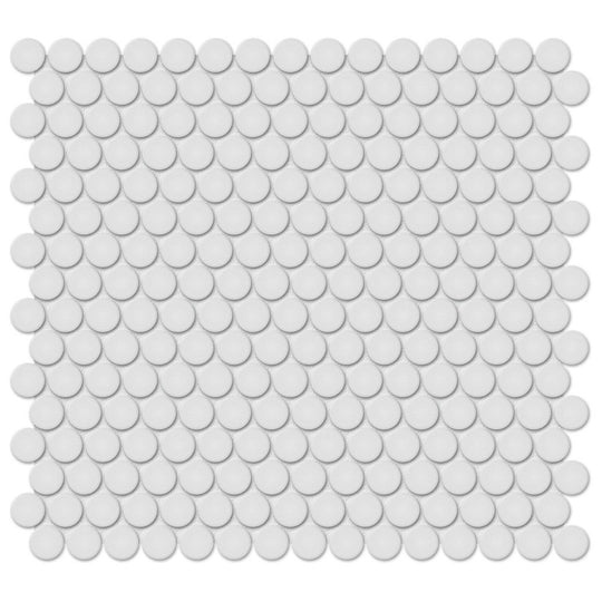 Tesoro 12.25" x 11.5" Soho Pressed Matte Porcelain Penny Round Mosaic