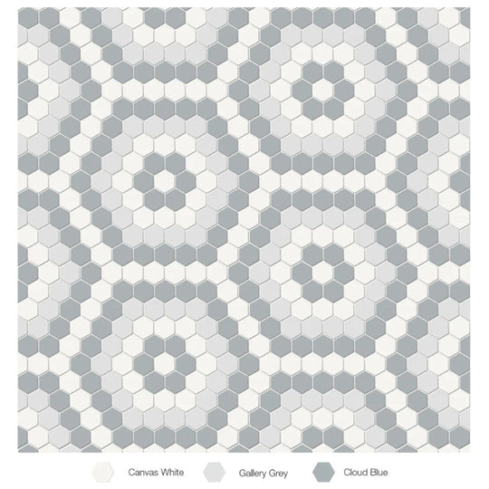 Tesoro 14.5" x 8.25" Soho Pressed Matte Porcelain Hexagon Blend Mosaic