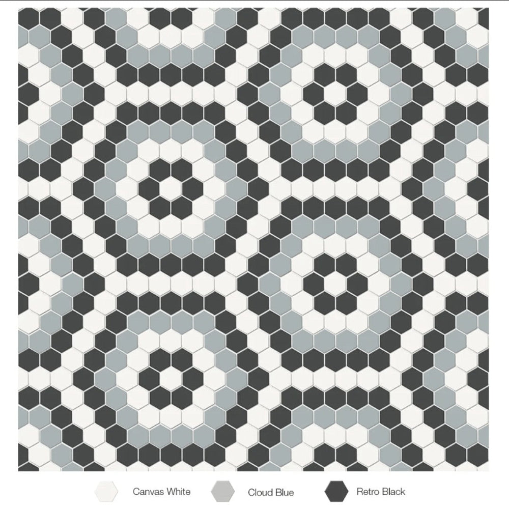 Tesoro 14.5" x 8.25" Soho Pressed Matte Porcelain Hexagon Blend Mosaic
