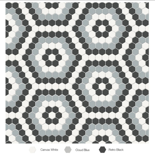 Tesoro 14.5" x 8.25" Soho Pressed Matte Porcelain Hexagon Blend Mosaic