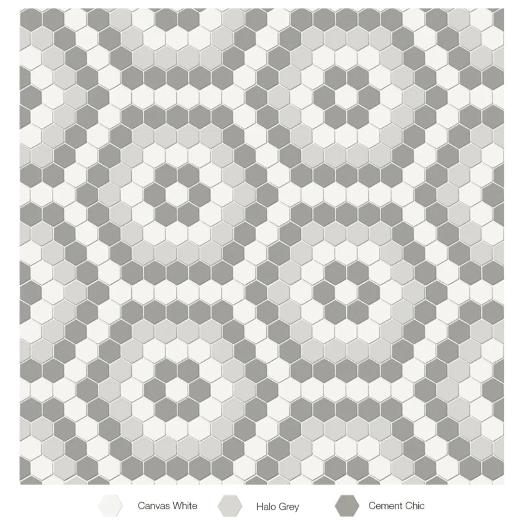 Tesoro 14.5" x 8.25" Soho Pressed Matte Porcelain Hexagon Blend Mosaic