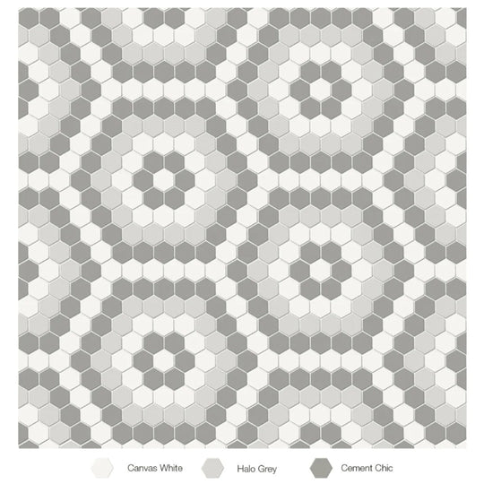 Tesoro 14.5" x 8.25" Soho Pressed Matte Porcelain Hexagon Blend Mosaic