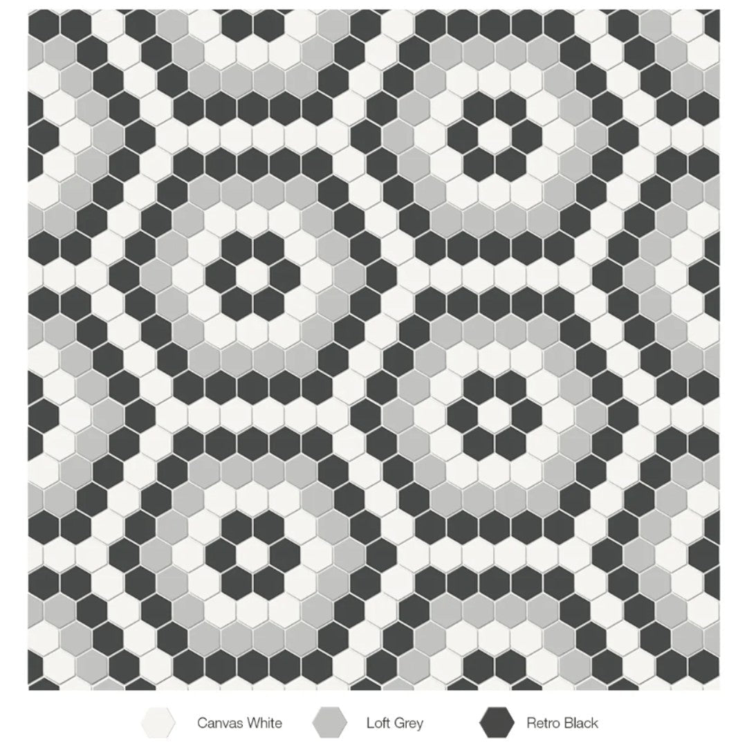 Tesoro 14.5" x 8.25" Soho Pressed Matte Porcelain Hexagon Blend Mosaic