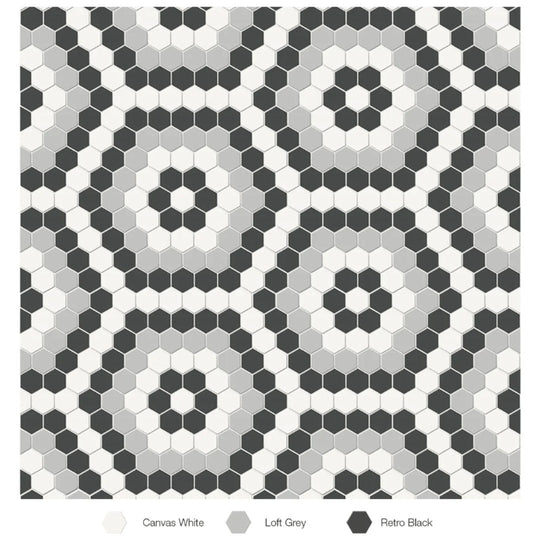 Tesoro 14.5" x 8.25" Soho Pressed Matte Porcelain Hexagon Blend Mosaic