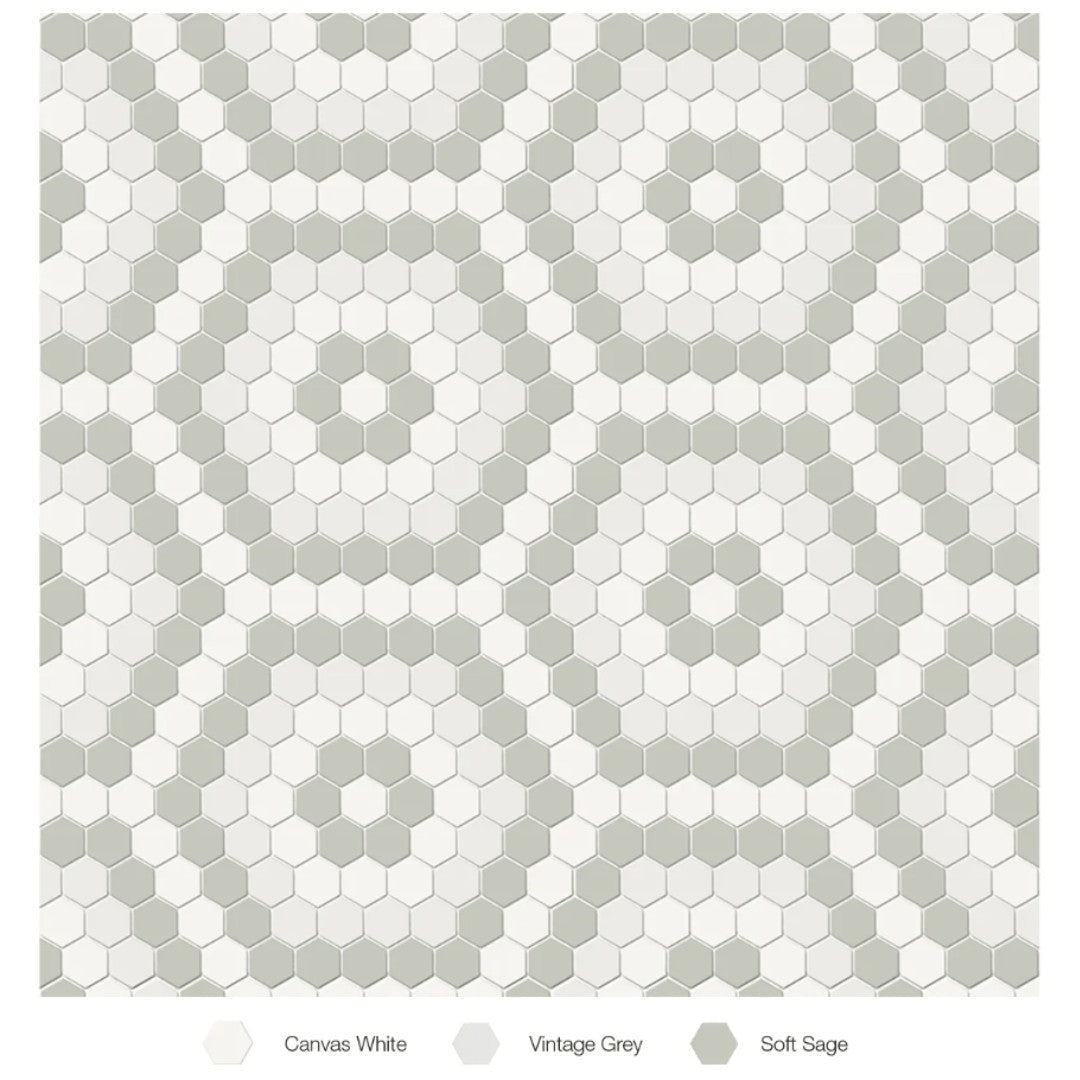 Tesoro 14.5" x 8.25" Soho Pressed Matte Porcelain Hexagon Blend Mosaic